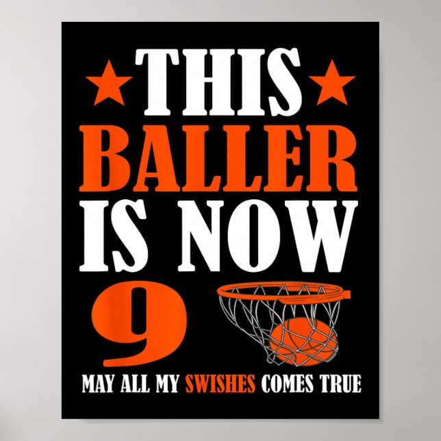 Lycklig 9:e födelsedag Basketboll 9:e födelsedag Poster (Framsidan)