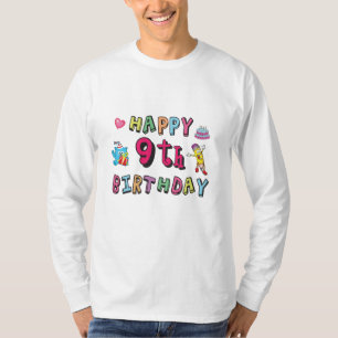 Lycklig 9:e födelsedagen för 9-åriga barn B-dagen T Shirt