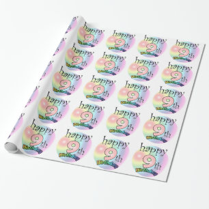 Lycklig 9:e födelsedagen (roze) presentpapper
