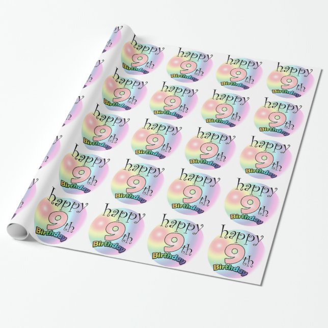 Lycklig 9:e födelsedagen (roze) presentpapper (Utrullad)