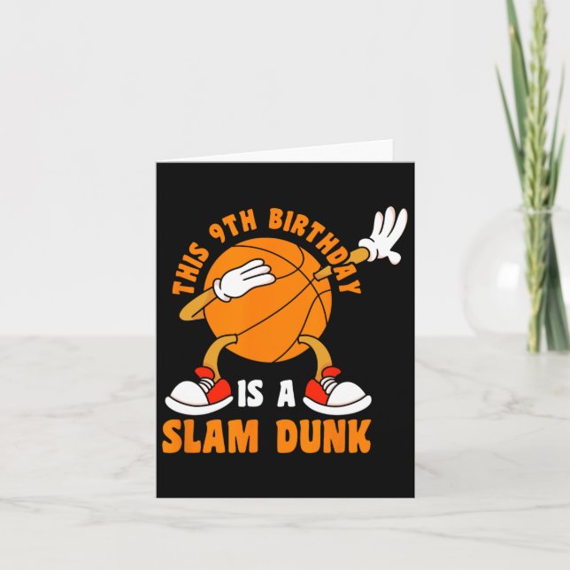Lycklig 9 födelsedag 9 år gammal datbysketbyll 9:e kort (Framsida)