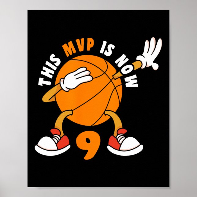 Lycklig 9 födelsedag 9 år gammal MVP-basket 9:e bi Poster (Framsidan)
