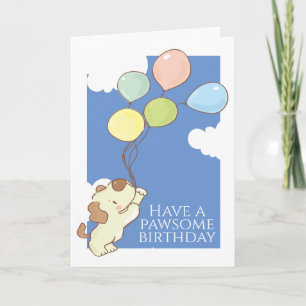 Lycklig A Pawsome Birthday Hund and Balloths Inbjudan