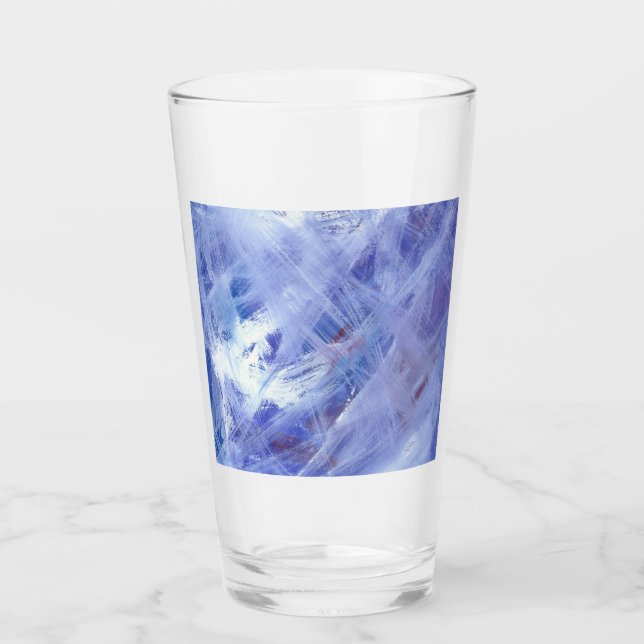 Lycklig Abstrakt Akrylkonsmålning i blåvit färg Glaskopp (Framsida)
