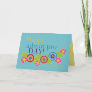 Lycklig Admin Pro Day! Blommigt Gräns, hälsningsko Kort