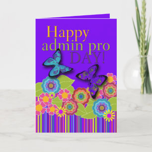 Lycklig Admin Pro Day, Butterflies and Flowers Kort