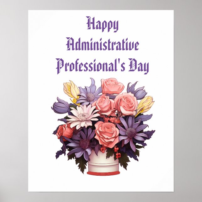 Lycklig Administrativa Professioneller - tackkort Poster (Framsidan)