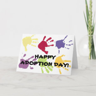 LYCKLIG ADOPTIONDAG! barns händerkort Kort