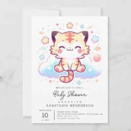 Lycklig Adsible Tiger Baby Shower Inbjudningar