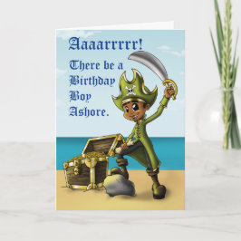 Lycklig African American Boy Pirat Birthday Kort