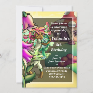 Lycklig African American Fairy Födelsedagsfest Inbjudningar