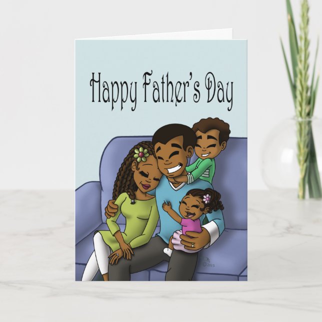 Lycklig African American Family Fars dag Kort (Framsida)