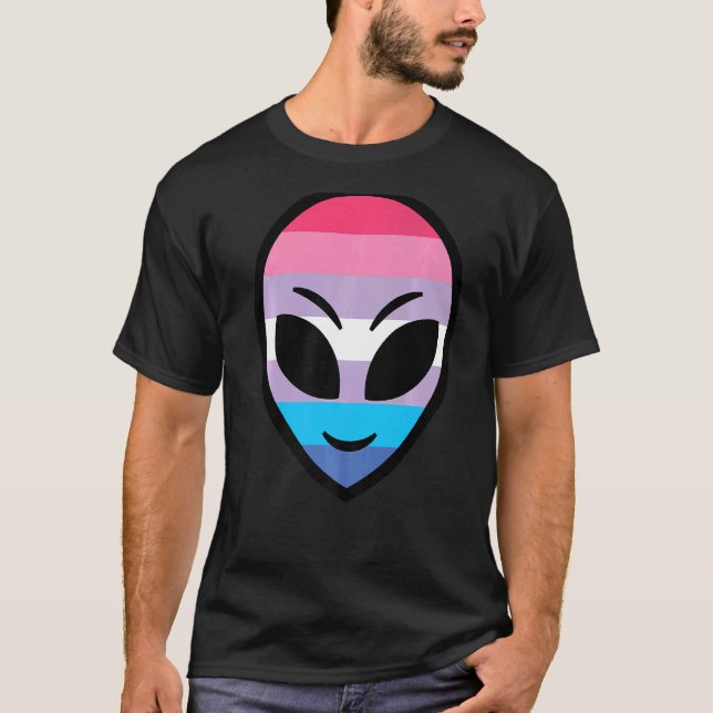 Lycklig Alien Bigender Flagga T Shirt (Framsida)