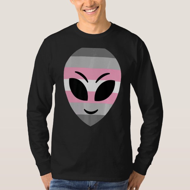 Lycklig Alien Demigirl Pride Flagga T Shirt (Framsida)