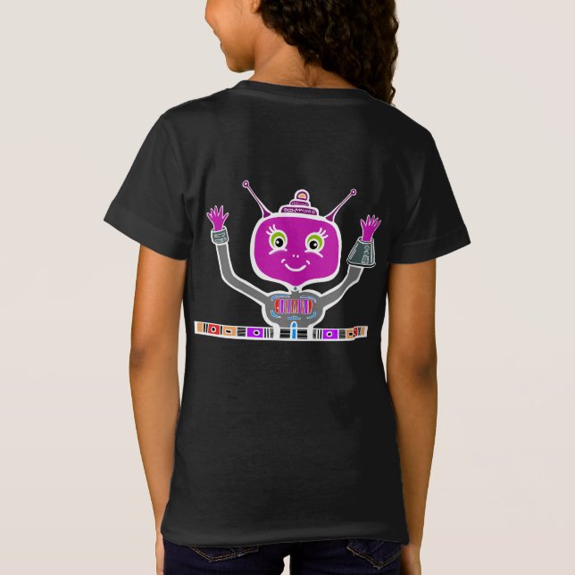 Lycklig Alien Robot T Shirt (Baksida)