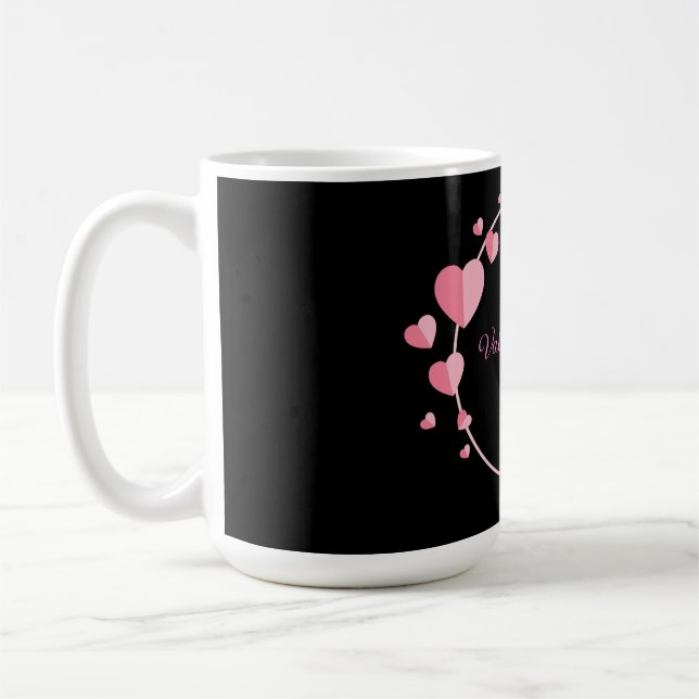Lycklig Alla hjärtans dag Cute Rosa Heart Kaffemugg (Vänster)