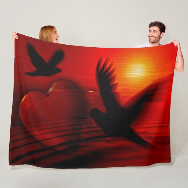 LYCKLIG ALLA HJÄRTANS DAG, DOVES och HEART Fleecefilt (På plats)
