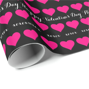 Lycklig Alla hjärtans dag - med rosa hjärtaccent Presentpapper