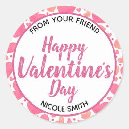 Lycklig Alla hjärtans dag Rosa från din vän Runt Klistermärke