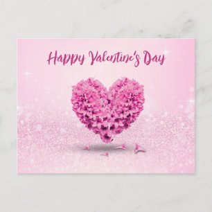 Lycklig Alla Hjärtans Dag Rosa Hyacint Hjärta Vack Vykort