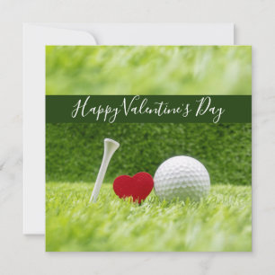 Lycklig Alla hjärtans golfer med kärlek och golf b Julkort