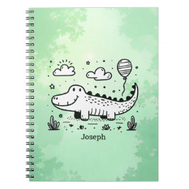 Lycklig Alligator with Balloon - Cute Nursery Art Anteckningsbok