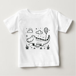 Lycklig Alligator with Balloon - Cute Nursery Art T Shirt