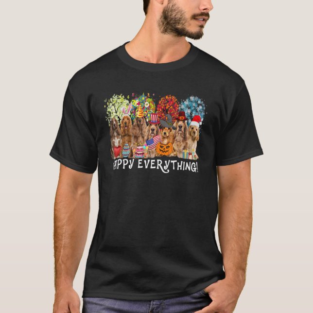 Lycklig Allt Cocker Spanska Hund Seasons hela tide T Shirt (Framsida)