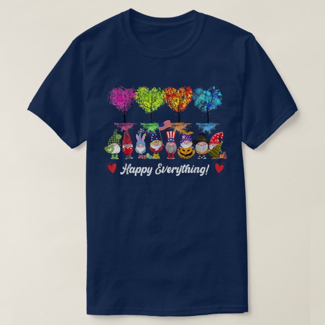Lycklig allt går bra varje säsong hela året t shirt (Design framsida)