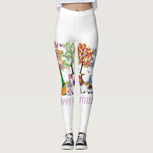 Lycklig Allt Gnomies Gnomes Helgdagar jul Leggings (Framsida)