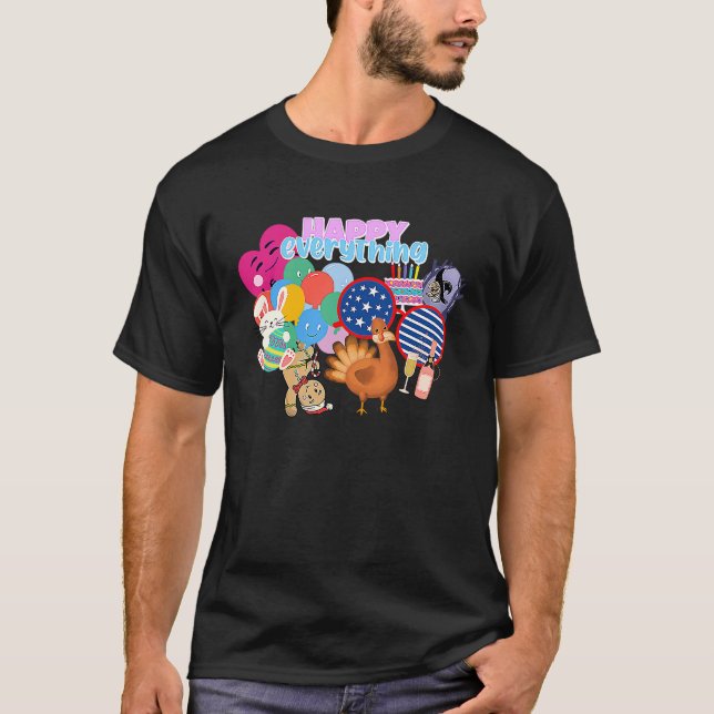 Lycklig Allt Helgdag Firande T Shirt (Framsida)