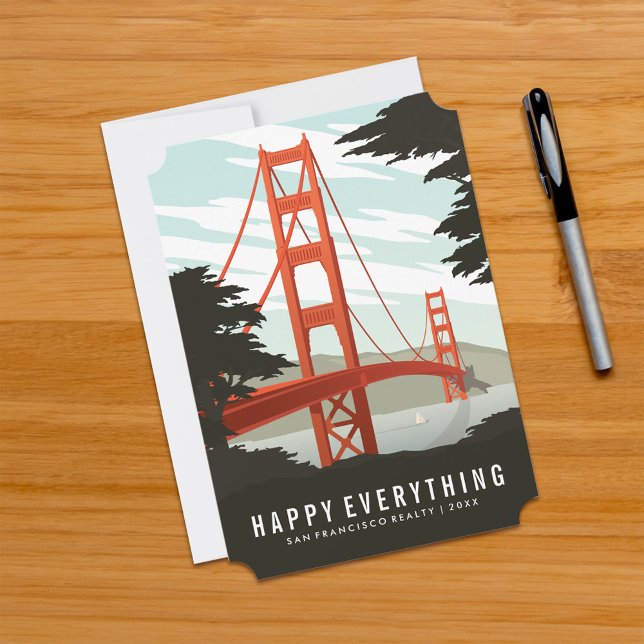 Lycklig Allt i San Francisco Julkort (Card on table)
