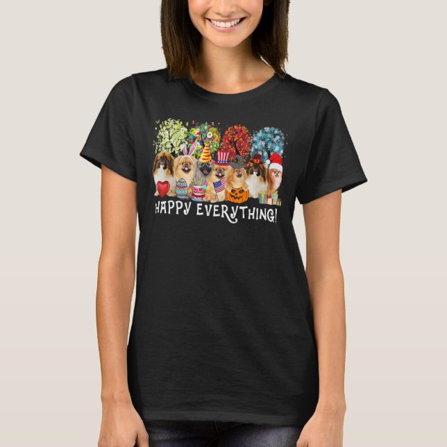 Lycklig Allt Pekingese Hund Seasons hela år Tr T Shirt (Framsida)