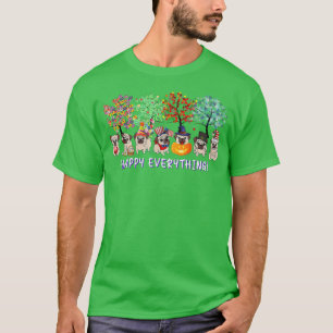 Lycklig Allt pug hund Seasons hela året Träd lov T Shirt
