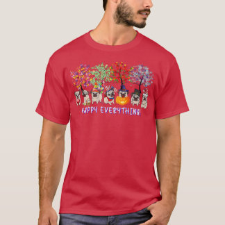 Lycklig Allt pug hund Seasons hela året Träd lov T Shirt