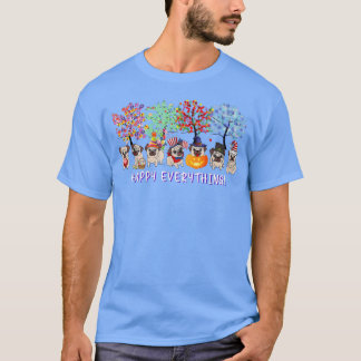 Lycklig Allt pug hund Seasons hela året Träd lov T Shirt