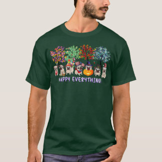 Lycklig Allt pug hund Seasons hela året Träd lov T Shirt