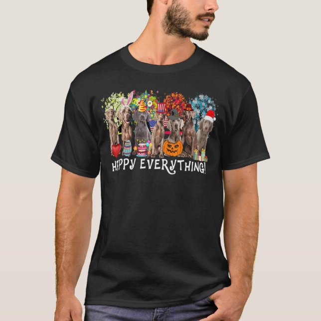 Lycklig Allt Weimaraner-Hund hela år t Shirt (Framsida)