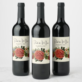 Lycklig Alltid efter BOHO-blommigtens band Vinflaska Etikett