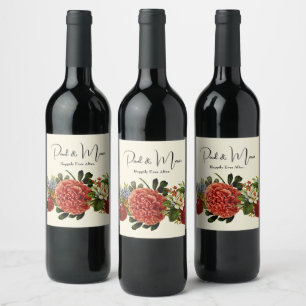 Lycklig Alltid efter BOHO-blommigtens band Vinflaska Etikett