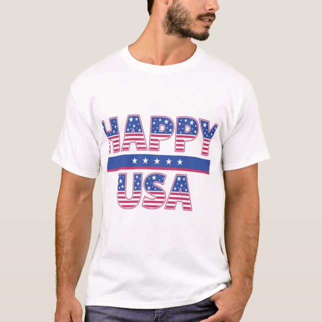 Lycklig Amerikanska T Shirt (Framsida)