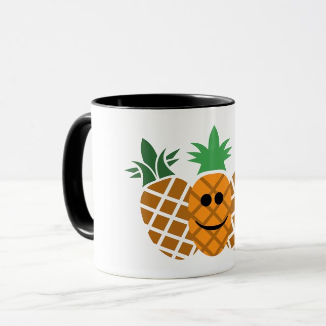 Lycklig-ananas design - svart 11 oz-kombination Mu Mugg (Framsida vänster)