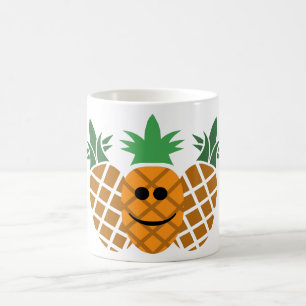 Lycklig-ananas design - vit 11 oz klassisk Mugg