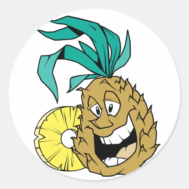 Lycklig ananas runt klistermärke (Framsida)