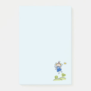 Lycklig Angel Fairy Jumping and Dancing Outside Post-it Block