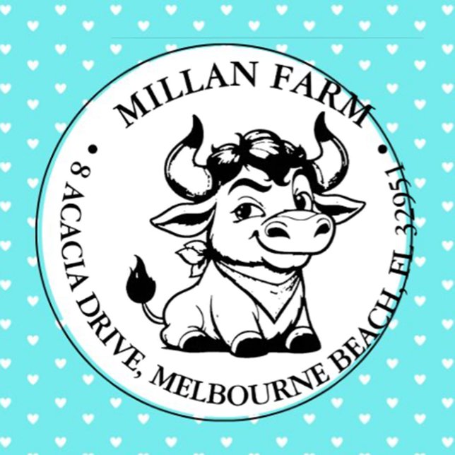 Lycklig Angus Bulltema Självfärgande Stämpel (Express personality and spread smiles with every impression)