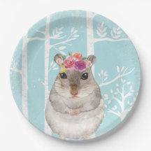 Lycklig Animal with Flowers in Blue Forest Hamster