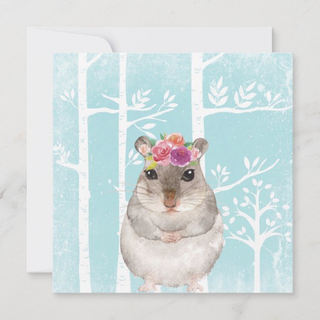 Lycklig Animal with Flowers in Blue Forest Hamster (Framsida)