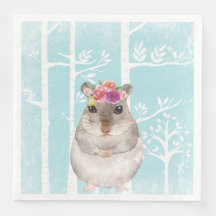 Lycklig Animal with Flowers in Blue Forest Hamster