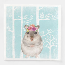 Lycklig Animal with Flowers in Blue Forest Hamster Pappersservett